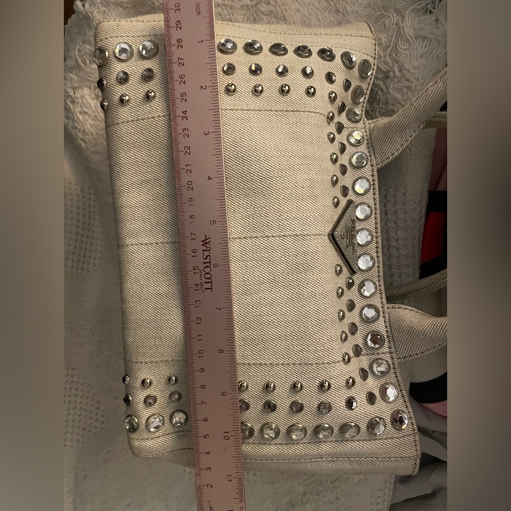 PRADA CANAPA SILVER GRAY STUDDED - Picture 7 of 8